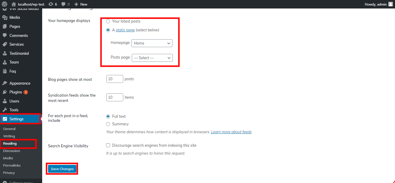 Image showing for setting home page